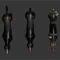 Three Realistic Wolf Models Standing in Black and Gray Colors with Studio Lighting