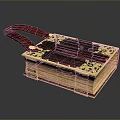 Elegant Decorative Storage Box With Red Strap And Golden Carved Patterns For Daily Use