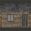 Log Cabin Exterior With Gray Roof Wooden Door And Window