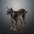3D Lynx Model with Pink Fur and Spots Standing on Dark Background Open Mouth