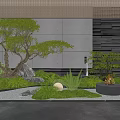 Modern Courtyard Garden With Lush Greenery Water Feature Fire Pit And Stone Paving