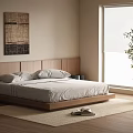 Ancient Solid Wood Double Bed 3d model