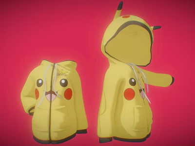 Modern Clothes Pikachu Hoodie 3d model Modern Clothes Pikachu Hoodie 3d model