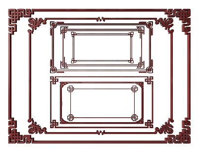 New Chinese Style Flower Lattice Window Carved Hollow Carved Window Corner Carved Gypsum Line Carved Window Pattern Carved 3d model