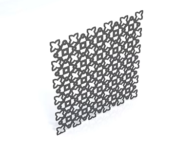 Black Perforated Grid Fence With Diamond And Bowtie Patterns Design 3d model