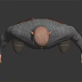 3D Male Character Standing In Gray Plaid Shirt Brown Pants Gray Shoes On Black Background
