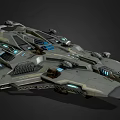 Futuristic Spaceship 3D Render With Mechanical Details Blue Lights And Armored Hull