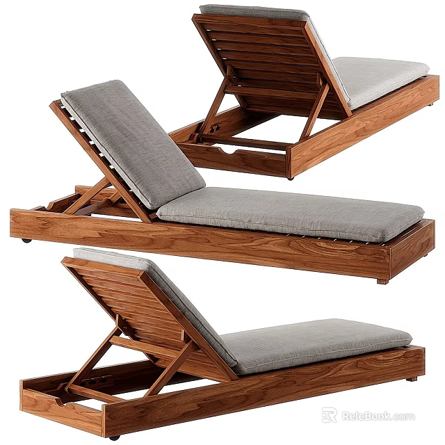 Modern Wooden Frame Sofa Bench With Gray Cushion And Adjustable Backrest 3d model 