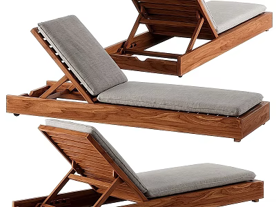 Modern Wooden Frame Sofa Bench With Gray Cushion And Adjustable Backrest 3d model