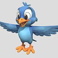 Cute Blue Bird Doll With Spread Wings Big Eyes And Orange Beak Feet