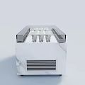 White Freezer with Transparent Glass Cover Marble Texture Surface Bottom Vents and Modern Minimalist Design
