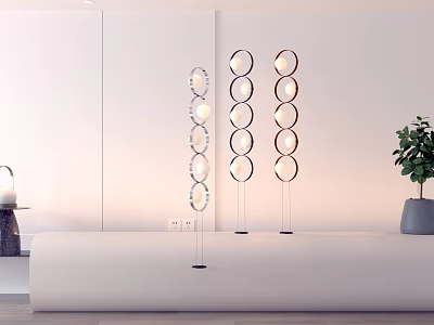 Modern Floor Lamps with Circular Rings for Minimalist Living Room Interior 3d model