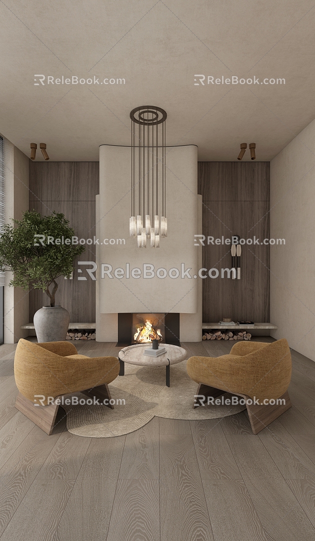 Negotiation area meeting room chandelier chair 3d model