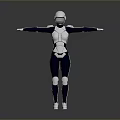 White and Blue Robot Game and Movie Character with Futuristic Mechanical Design Standing Pose