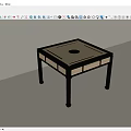 Square Entertainment Table With Light Colored Top Black Frame Central Circular Mark And Wooden Drawers