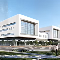 Modern Industrial Factory Exterior With White Architecture Large Glass Windows And Surrounding Greenery