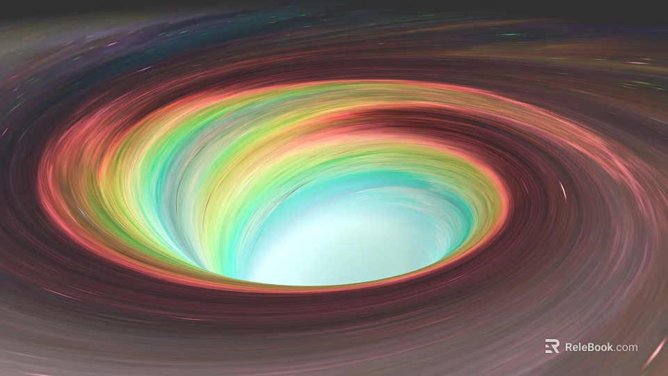 Colorful Rotating Cosmic Spiral With Bright Central Region In Space 3d model 