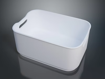 White Plastic Pet Storage Box For Animal Supplies With Handle 3d model