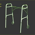 Mobility Aid Walker With Silver Frame Wheels And Blue Hand Grips