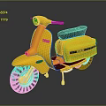 Yellow Classic Scooter With Black Seat And Vintage Design Features