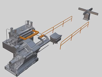 Industrial Equipment With Large Mechanical Structure Orange Safety Railings And Components 3d model