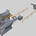 Industrial Equipment With Large Mechanical Structure Orange Safety Railings And Components