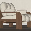 Comfortable Modern Leisure Chair with Wooden Frame and Cream Upholstery