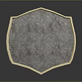 Shield Shaped Metallic Sculpture With Intricate Radiant Pattern And Golden Edge