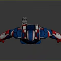 Red And Blue Armored Superhero Figure With Star Emblem And Backpack