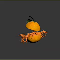 Fresh Orange Juice From Sliced Orange With Green Leaf And Splashing Liquid Effect