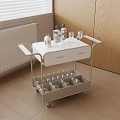 Modern Mobile Serving Cart With White Countertop Wine Bottles And Glasses