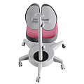 Pink And Blue Adjustable Children's Chair With Split Backrest And Wheeled Base 3d model
