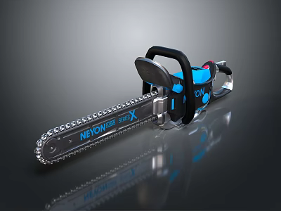 Professional Blue NEONOXE X Chainsaw with Durable Chain and Powerful Motor for Cutting Tasks 3d model