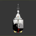 Military Patrol Boat Model With Red Hull And Radar Equipment