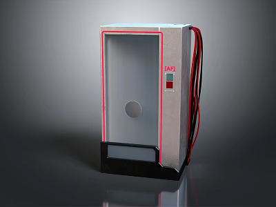Silver Lab Equipment With Red Frame Black Base And Connected Cables 3d model
