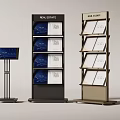 Real Estate Display Racks With Black And Beige Frames Holding Brochures And Digital