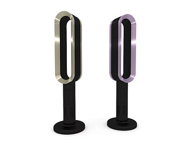Modern Bladeless Air Cooler Fans in Gold and Purple with Sleek Design 3d model
