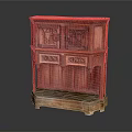 Traditional Carved Wooden Cabinet With Decorative Doors And Intricate Details