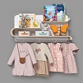 Children's Clothes Decoration Combination Clothes Children's Hanger Handbag Book Doll Ornaments Home Cute 3d model