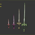 Decorative Swords Collection with Various Lengths Ornate Hilts and Intricate Blade Designs
