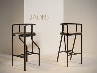 New Chinese Bar Stool and Wood Chair 3d model