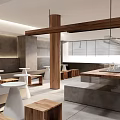 Coffee shop multi-person sofa dining table and chair chandelier sharing table coffee table side table low stool 3d model