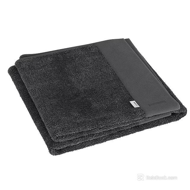 Stack of Black Folded Towels with Soft Plush Texture and Premium Quality 3d model 
