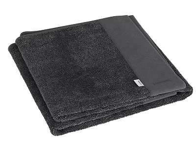 Stack of Black Folded Towels with Soft Plush Texture and Premium Quality 3d model