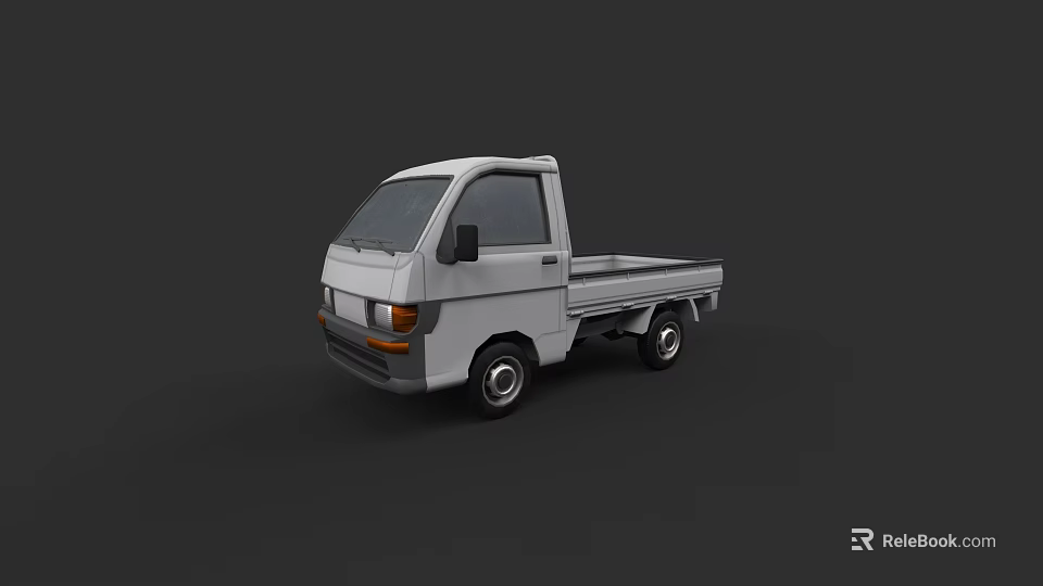 White Compact Single Cab Small Truck With Open Utility Bed Design 3d model 