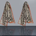 Hinged Door With Leopard Print Pattern And Orange Border For Modern Interior 3d model