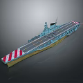 Detailed Aircraft Carrier Model Featuring Flight Deck And Red Stripes Design