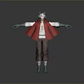 Horned Teal Skin Game and Movie Character With Red Cape White Shirt and Brown Pants