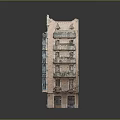 Detailed Vintage Building Model With Multiple Floors And Ornate Balconies Structure Design