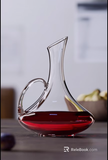 Elegant Glass Wine Decanter With Handle Design 3d model 
